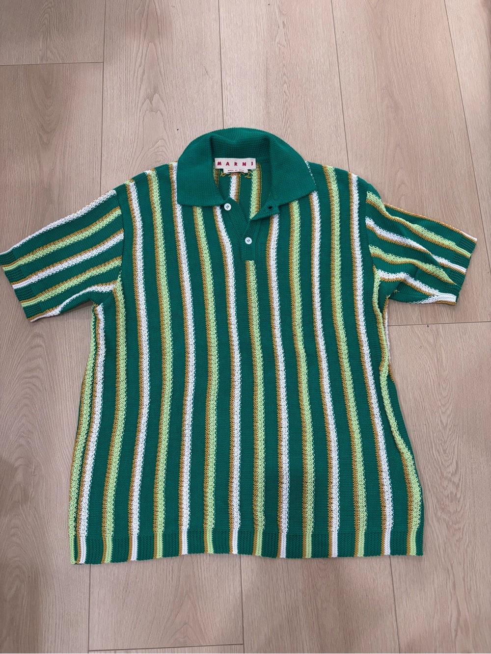Marni‎ Striped Crocheted Polo Shirt - Picture 2 of 7